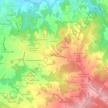 Mappa topografica Les Carrières, altitudine, rilievo