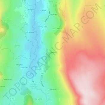 Mappa topografica Codebos, altitudine, rilievo