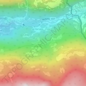 Mappa topografica Scalotta, altitudine, rilievo