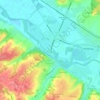 Mappa topografica Les Ponts, altitudine, rilievo