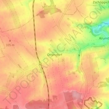 Mappa topografica Ottendorf, altitudine, rilievo