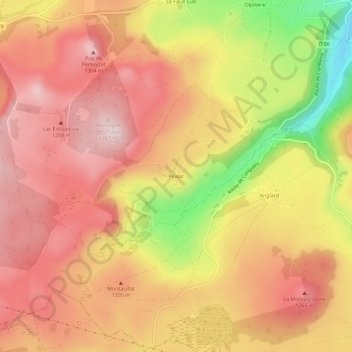 Mappa topografica Péalat, altitudine, rilievo