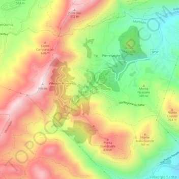 Mappa topografica San Martino delle Scale, altitudine, rilievo
