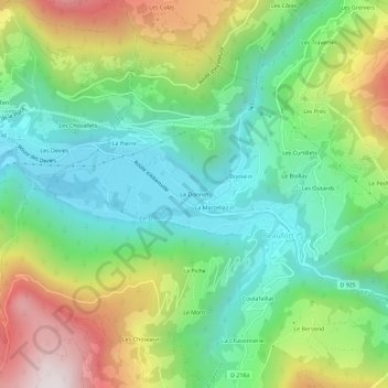 Mappa topografica Le Dorinet, altitudine, rilievo