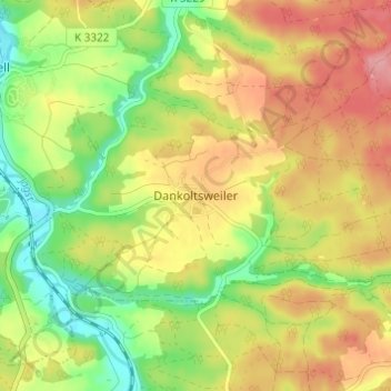 Mappa topografica Dankoltsweiler, altitudine, rilievo