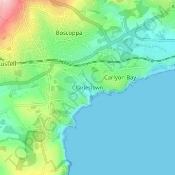 Mappa topografica Charlestown, altitudine, rilievo