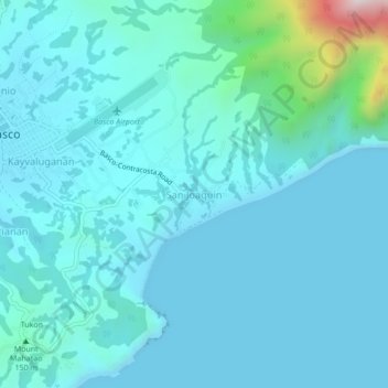 Mappa topografica San Joaquin, altitudine, rilievo