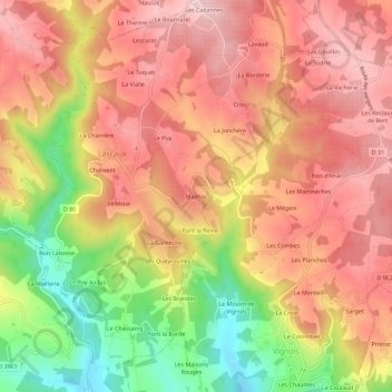 Mappa topografica Mailhac, altitudine, rilievo