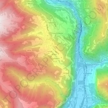 Mappa topografica di Qua, altitudine, rilievo