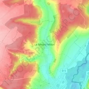 Mappa topografica Le Mesnil-Milon, altitudine, rilievo
