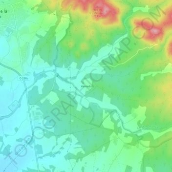 Mappa topografica Verneda, altitudine, rilievo