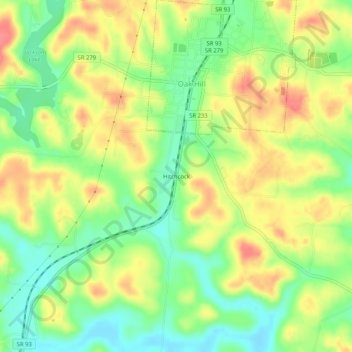 Mappa topografica Hitchcock, altitudine, rilievo