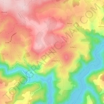 Mappa topografica Les Buges, altitudine, rilievo