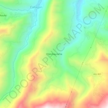 Mappa topografica Chinchaycocha, altitudine, rilievo