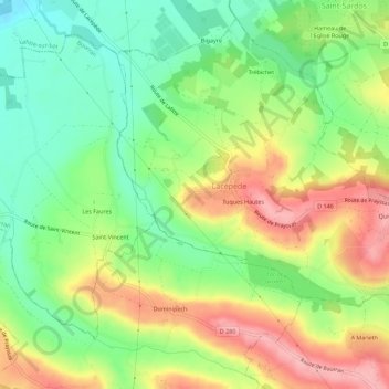 Mappa topografica Las Tuques, altitudine, rilievo