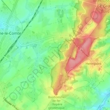 Mappa topografica Coraimont, altitudine, rilievo