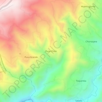 Mappa topografica Puca Chico, altitudine, rilievo
