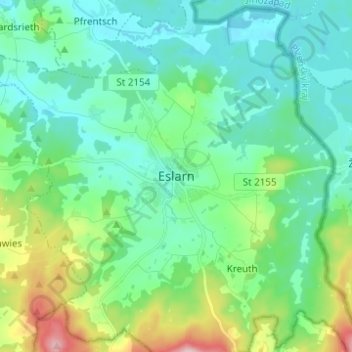 Mappa topografica Eslarn, altitudine, rilievo