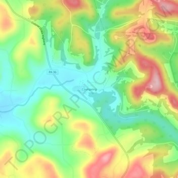 Mappa topografica Coolspring, altitudine, rilievo