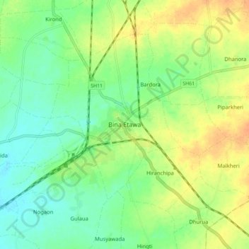Mappa topografica Bina Etawa, altitudine, rilievo