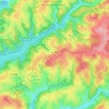 Mappa topografica Laudenberg, altitudine, rilievo