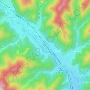 Mappa topografica Gehren, altitudine, rilievo