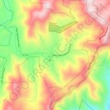Mappa topografica Busick, altitudine, rilievo