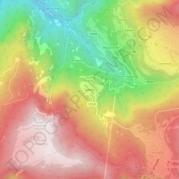 Mappa topografica Guardia, altitudine, rilievo