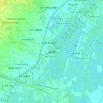 Mappa topografica Lubao, altitudine, rilievo