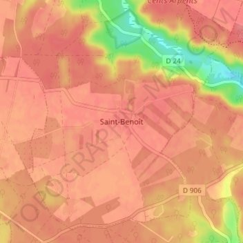 Mappa topografica Saint-Benoît, altitudine, rilievo