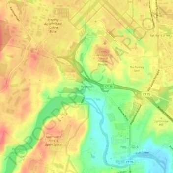 Mappa topografica Rainbow, altitudine, rilievo