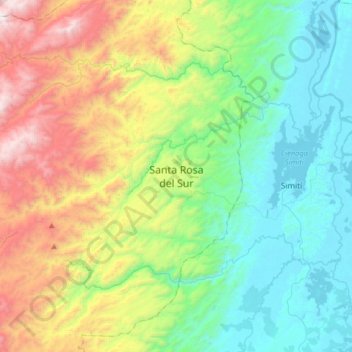 Mappa topografica Santa Rosa del Sur, altitudine, rilievo