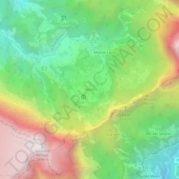 Mappa topografica Marla, altitudine, rilievo