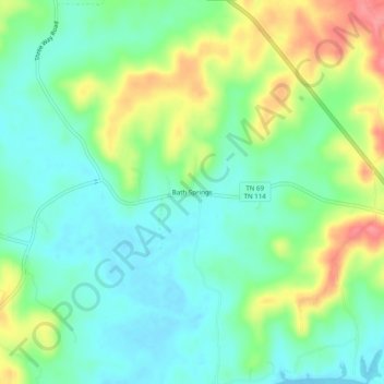 Mappa topografica Bath Springs, altitudine, rilievo
