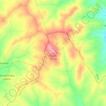 Mappa topografica Fárrio, altitudine, rilievo