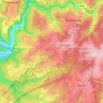 Mappa topografica Büschhausen, altitudine, rilievo
