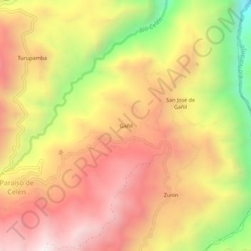 Mappa topografica Gañil, altitudine, rilievo