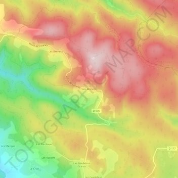 Mappa topografica Les Brenots, altitudine, rilievo