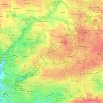 Mappa topografica Loscoat, altitudine, rilievo