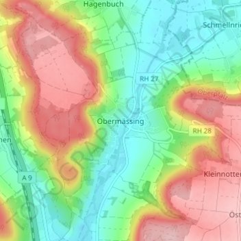 Mappa topografica Obermässing, altitudine, rilievo