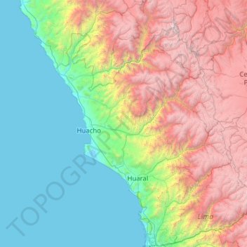 Mappa topografica Provincia de Huaura, altitudine, rilievo
