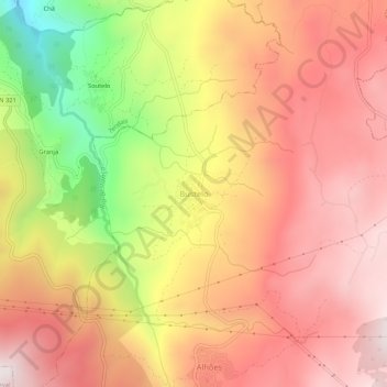 Mappa topografica Bustelo, altitudine, rilievo