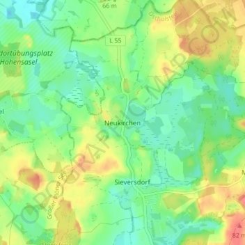 Mappa topografica Neukirchen, altitudine, rilievo