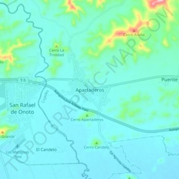 Mappa topografica Apartaderos, altitudine, rilievo