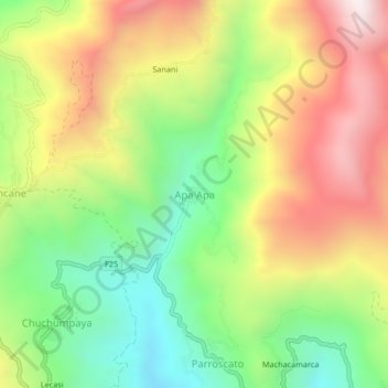 Mappa topografica Apa Apa, altitudine, rilievo