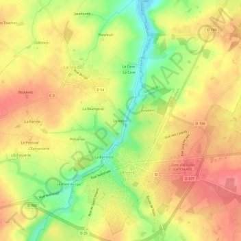 Mappa topografica Le Vallon, altitudine, rilievo