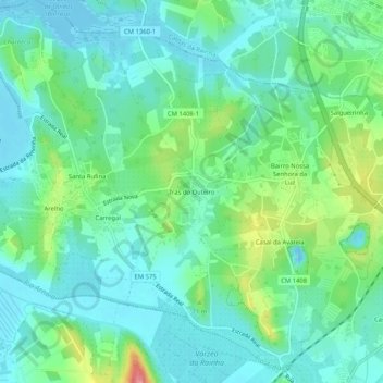 Mappa topografica Trás do Outeiro, altitudine, rilievo