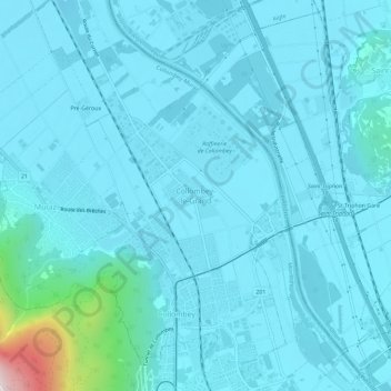 Mappa topografica Collombey-le-Grand, altitudine, rilievo