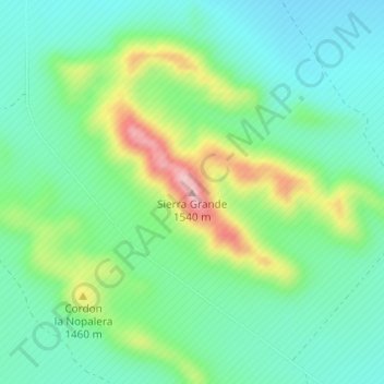 Mappa topografica Sierra Grande, altitudine, rilievo