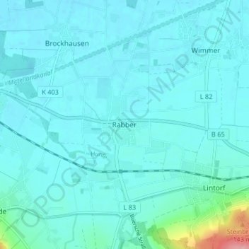 Mappa topografica Rabber, altitudine, rilievo